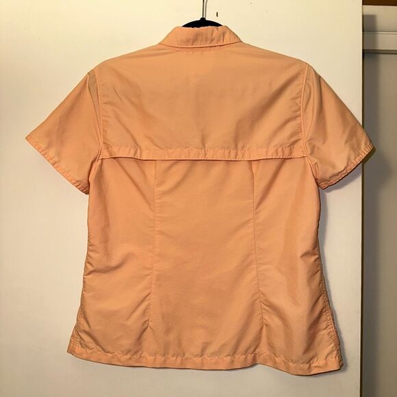L.L. Bean Peach Button Down Collared Short Sleeve Shirt Womens SP EUC - Picture 5 of 10